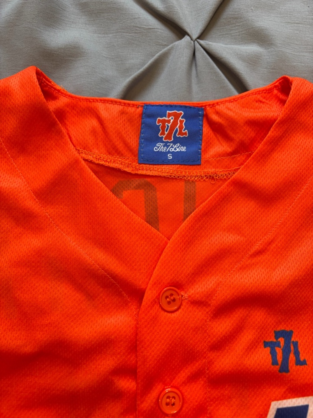 New York Mets Orange & Navy Baseball Jersey - 7 Line Edition - Picture 2 of 4